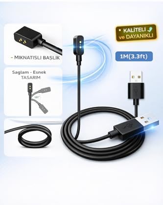 ile Uyumlu Watch Fit 2/3/4/4 Pro - Band 10/9/8/7/6 Uyumlu Akıllı Saat Usb Şarj Aleti Kablosu - Görsel 3