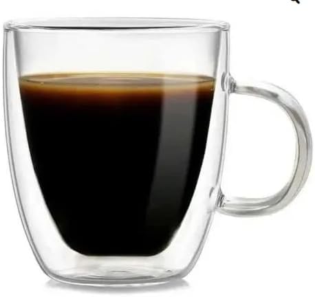 Alternative view of Borosilikat Çift Cidarlı Espresso Bardağı, Şeffaf, 100ml, Kulplu, 2'li Set
