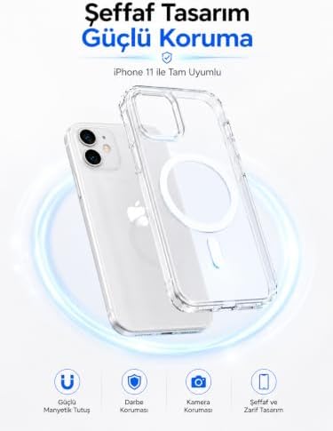 iPhone 11 ile Uyumlu MagSafe Manyetikli Şarj Kılıfı, Kauçuk, Çizilmeye Dayanıklı, Modern Tasarım - Görsel 3