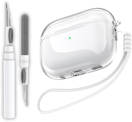 Pro 2. Nesil Uyumlu Şeffaf Premium Kulaklık Kılıfı, Beyaz Silikon Kulaklık İpi ve 3'ü 1 Arada Bluetooth Kulaklık Temizleme Kalemi Seti (Şeffaf - Beyaz) - Görsel 2