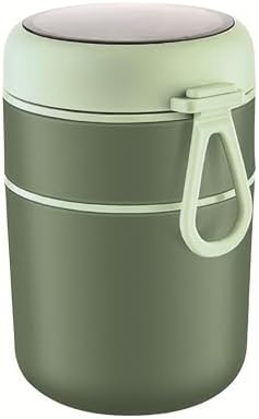 304 Çelik Çift Katlı 680 ml Yeşil Yemek Mama Saklama Kabı (SICAK TUTMAZ) mt249ys - Görsel 3