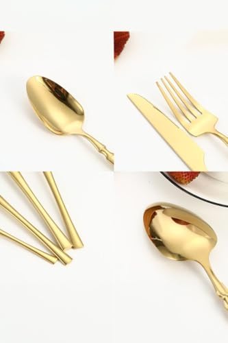 Çelik 24 Parça 6 Kişilik Gold Yemek Kaşık Çatal Bıçak Set cin738sr