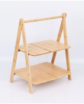 Alternative view of 2 Katlı Dikdörtgen Bambu Servis Sunum Seti Büyük Boy, Kuru Pasta, Kurabiye ve Kek Sunumları İçin Büyük Boy (38cm-30cm-22.5cm)