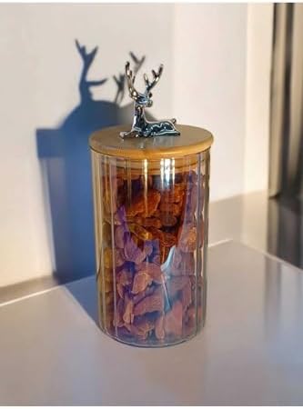 (9X15 Cm) 1 Adet Gökkuşağı Geyikli Cam Saklama Kavanozu Geyik Başı Gümüş Renk Hava Geçirmez Y-461,Gökkuşağı - Görsel 3
