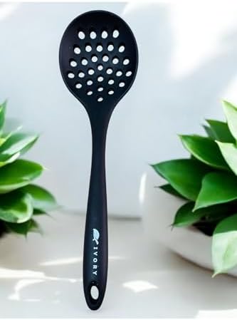 Isıya Dayanıklı Silikon Kevgir, 26 cm, Siyah