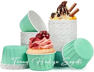 50'li Soft Mint Yeşili Muffin Cupcake Kalıbı Kek Kapsülü, Muffin Kek Kalıbı, Airfryer Uyumlu - Görsel 3