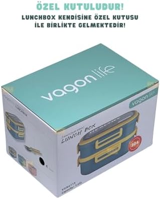 Alternative view of Bento 1650ml Lunchbox 2 Katlı 3 Bölmeli Paslanmaz Çelik Sefer Tası Yemek Kutusu (Yeşil)