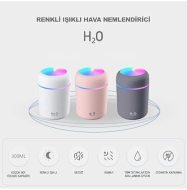 300 ml Mini USB Hava Nemlendirici ve Buhar Makinesi - LED Işıklı Taşınabilir Koku Giderici Masaüstü Difüzör, Ev, Ofis ve Araç İçi Nemlendirici - Görsel 3