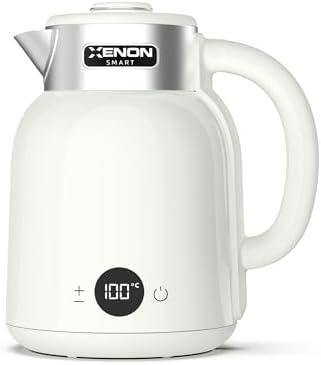 Xenon Smart Akıllı Kettle Paslanmaz Çelik Çift Katmanlı Wi-Fi Mobil Uygulama ile Uzaktan Kontrol Edilebilen Otomatik Kapanma Hızlı Kaynatma Kaçak Akım Korumalı Su Isıtıcı 1.5 Lt (Krem) X7101