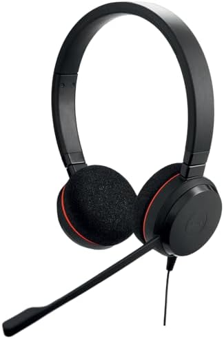 Evolve 20 Stereo Kulaklık - Pasif Gürültü Önleyici VoIP Softphone için Microsoft Sertifikalı Kulaklık - USB-C/A - Siyah