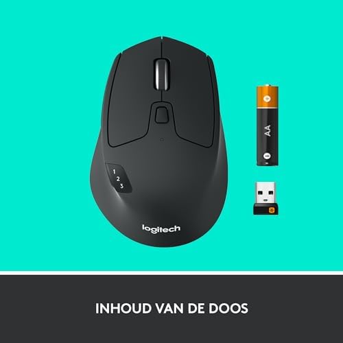 M720 Triathlon Windows/Mac İçin Kablosuz Mouse (Bluetooth, Unifying, Easy-Switch - Üç Cihaz Arasında Kolayca Geçiş Sağlar) Siyah - Görsel 2