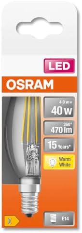 10'lu  Led Value 4W CLB40 Sarı Işık 2700K E14 Duy Filament Mum Buji Ampul
