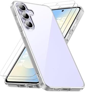 - ile uyumlu Galaxy S25 Fe Kılıf Kamera Çıkıntılı Korumalı Yumuşak Şeffaf Silikon + 9H Ekran Koruyucu Cam - Görsel 3