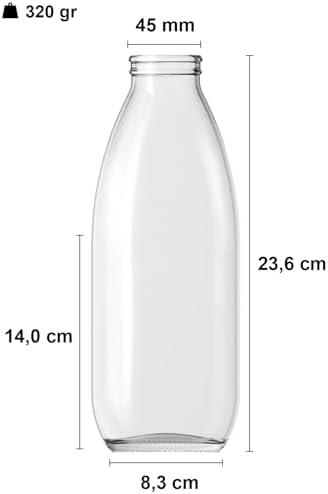 Alternative view of 1000 ml Şeffaf Sürahi Süt, Ayran, Su, Limonata, Meşrubat Şişesi 1000 Cc Yırtmalı Kapaklı Cam Şişe 6 Adet (6, Beyaz Kilitli Kapak, 1000)