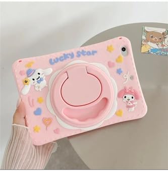 Galaxy Tab S6 Lite P610/P620 10.4" Ile Uyumlu Lucky Star Standlı Çocuk Kılıfı Askılı Silikon, Pembe, LUCKY PEMBE - Görsel 3