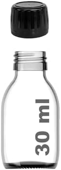 30 ml Sızdırmaz Kapaklı Şeffaf Shot Şişesi 30 Cc Ginger Şat Beyaz Cam Şişe 20 Adet (Kilitli Plastik Siyah Kapak) - Görsel 3