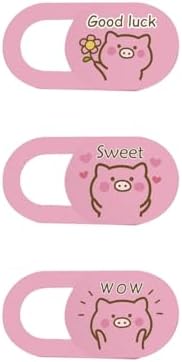 Alternative view of Kamera Kapatıcı Laptop Tablet Telefon Uyumlu Ultra İnce 0.7 mm Sürgülü Webcam Cover 3M Yapışkan Pembe Pig Desenli 3 Lü Set Çok Renkli