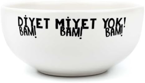 Diyet Miyet Yok! Krem Seramik Kase - Hediye Seramik Kase - Görsel 2