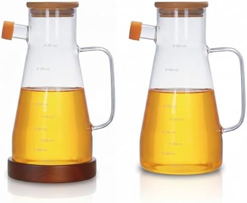 Kesten 900 ml Cam Yağdanlık | Ahşap Kapaklı ve Altlıklı | Şeffaf, Pratik Mutfak Yağ ve Sirke Şişesi - Görsel 3