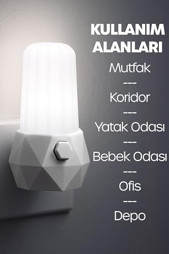 2li Gece Lambası Prizma Tip 2 MOD Sarı-Beyaz Işık Koridor Hol Işığı Uyuma Işığı Beyaz + Pembe GC07