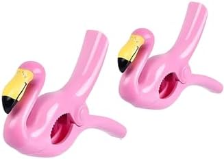 Pembe Flamingo Plaj Havlusu Mandalı, 2'li Set, Güçlü Tutma Özellikli, Taşınabilir Havlu Klipsi