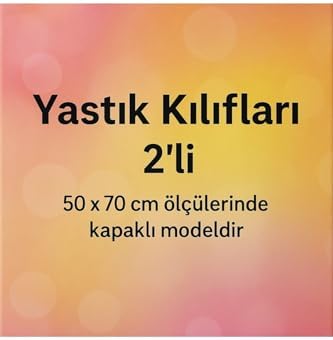Alternative view of Ezgi Desenli Pamuklu Renkli Yıldız Desen Yastık Kılıfı, 2 Adet, 50 x 70 cm, Sarı