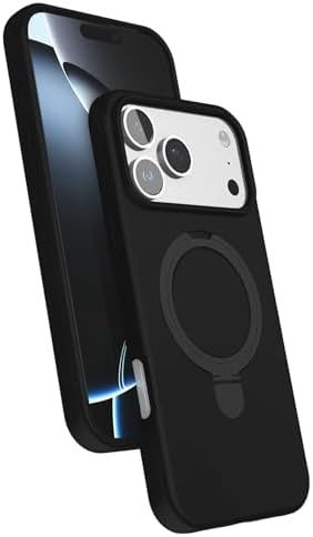 Alternative view of iPhone 17 Pro Max ile uyumlu Kılıf MagSafe ile uyumlu MP-Regal Katlanabilir Standlı El parmak geçmeli Kablosuz Şarj Destekli Siyah