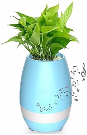 Akıllı Saksı Bluetooth Hoparlör Dokunmatik Işıklı Gece Lambası Mp3 Çalar(MAVİ)