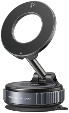 Magsafe Car Mount, Vacuum Car Phone Mount with Strong Magnet, 360° Metal Strut Suction Cup Phone Mount for iPhone 17 Pro Max/16 15 14 13 12 Series& Android Magsafe Case, Black Siyah Standart - Görsel 3