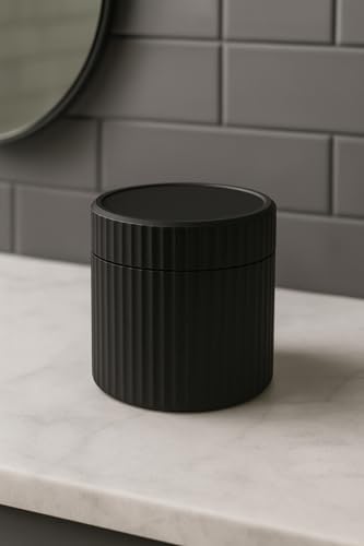 3'lü Banyo Düzenleyici Seti Toka Kutusu Pamukluk Makyaj ve Kulak Çubuğu Kutusu Organizeri Siyah
