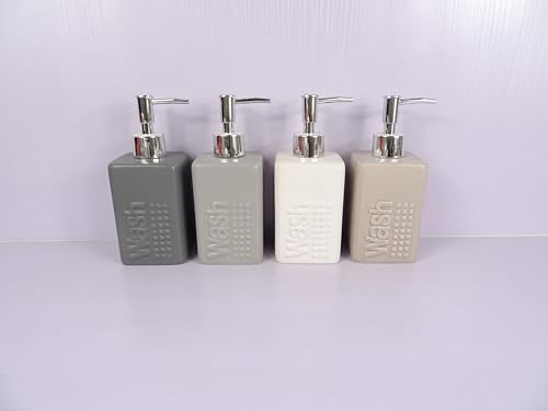 SERAMİK SIVI SABUNLUK BEJ MODERN 7X7X17CM 300ML BANYO SETİ - Görsel 3