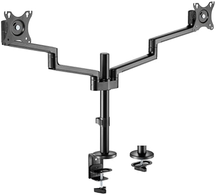 Voltix Çift Kol Monitör Tutucu 17" - 32" Ekranlar İçin, 8kg Taşıma Kapasiteli, VESA Uyumlu, Eğilebilir Döndürülebilir Kablo Kılavuzlu Ergonomik LCD LED Ekran Kolları