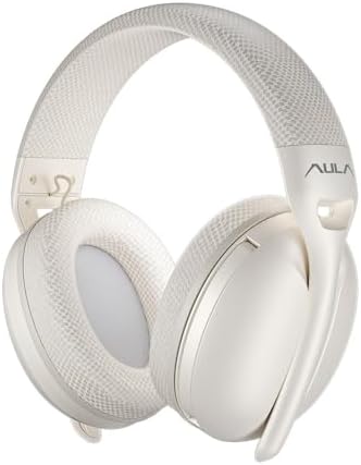 Aula S6 3 Modlu Kablosuz 3.5mm Kablolu ve Bluetooth 5.3 Mikrofonlu Gaming Oyuncu Kulaklığı Krem Ultra Hafif Hafızalı Sünger 40mm Sürücülü Gürültü Önleyici