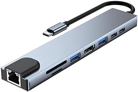 Alternative view of PX-U520 8 in 1 Type-C Çoklayıcı Adaptör, 4K 30Hz HDMI USB-C Hub, 2x USB 3.0 RJ45 Gigabit Ethernet SD Micro SD Kart Okuyucu 2x PD Şarj Portlu Gri Metal USB-C Çevirici, MacBook Laptop PC için