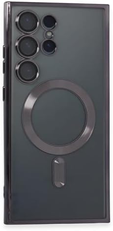 S24 ULTRA Kılıf Kamera Lens Korumalı Kablosuz Şarj Destekli Arkası Şeffaf Parlak Kenarlı Kapak Esnek Silikon İnce Kılıf (Mor) - Görsel 2