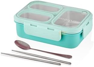620ml Lunchbox Tek Katlı 3 Bölmeli Çelik Sefer Tası Yemek Kutusu (Turkuaz)