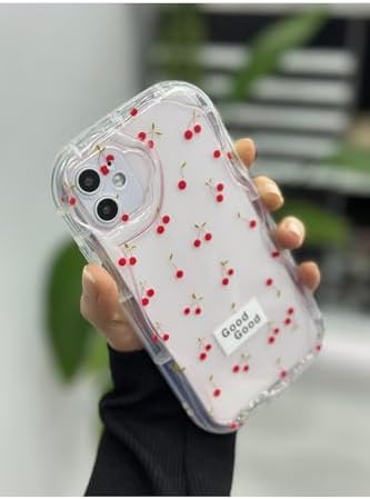 Alternative view of Iphone 11 ile Uyumlu 3d Kenarları Dalgalı Cherry Baskılı Silikon Kılıf