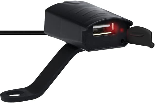 USB Çıkışlı Sigortalı Motosiklet Gidon USB Şarj Aleti, 2V Motosiklet Bisiklete binme CD-3109 USB Koruma Tıpalı Motosiklet USB Şarj Cihazı Siyah - Görsel 3