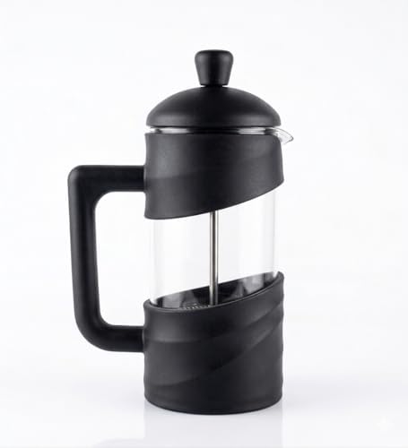 Kanji 350 ml Cam French Press – Isıya Dayanıklı Cam, Paslanmaz Çelik Filtreli, Siyah Renkli Kahve ve Bitki Çayı Demliği - Görsel 3