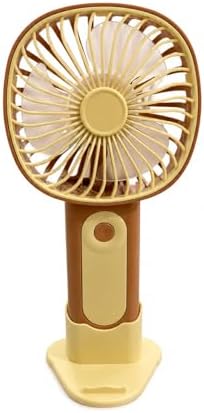 Mini El Fanı USB Şarjlı Type-C Bağlantılı 3 Kademeli Taşınabilir Elektrikli Fan Masaüstü ve El Tipi Kullanım Kahverengi Renk Serinletici Fan - Görsel 3