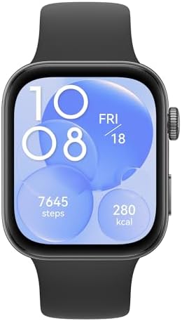 WATCH FIT 3 Akıllı Saat, iOS ve Android ile uyumlu, 1.82 inç AMOLED Ekran, Ultra İnce Tasarım, Kapsamlı Sağlık Takibi, Kapsamlı Sağlık Yönetimi, 10 Güne Kadar Pil Ömrü, Siyah