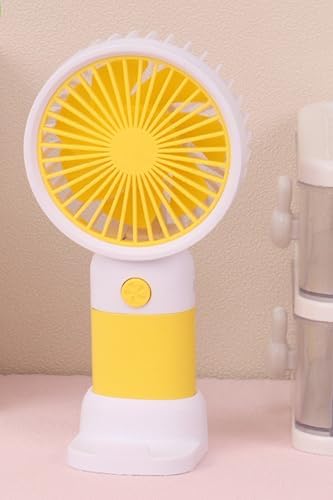 Standlı 3 MOD Şarjlı El Fanı 3 Kademe Seyahat Masaüstü Vantilatör Taşınabilir Mini Fan F139 (Sarı) - Görsel 3