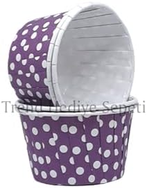 Alternative view of Trend Hediye Sepeti 50'li Mor Puantiyeli Muffin Kek Kalıbı, Kek Kapsülü Cupcake Kalıbı, Airfryer Uyumlu