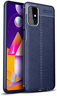- Galaxy M51 ile Uyumlu Kılıf Darbe Korumalı Deri Görünümlü Silikon Arka Kapak - Lacivert (Lacivert)