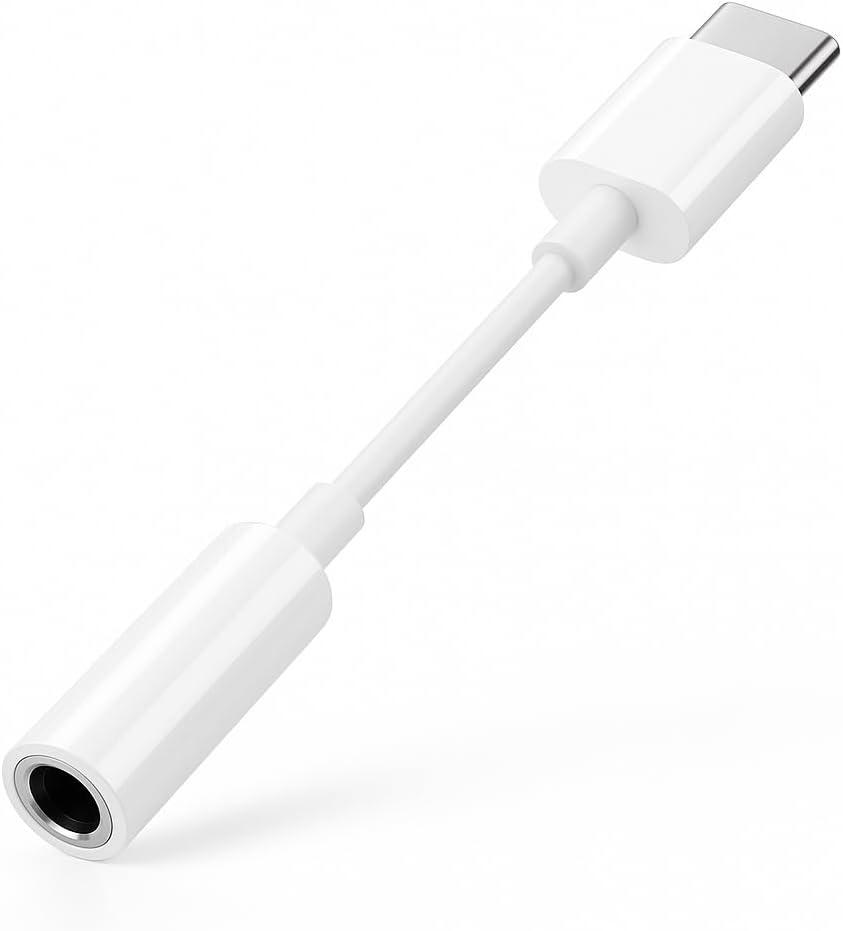 Alternative view of USB-C To 3.5mm Jak Kulaklık Adaptörü - Dijital Dönüştürücü - Tüm Cihazlarla Uyumlu - Beyaz - Kompakt Tasarım - Yüksek Kaliteli Ses - Taşınabilir