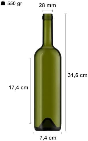 Alternative view of 750 ml Yeşil Şarap Şişesi Sentetik Mantar Tıpalı Ve Kapüşonlu Boş Çukur Cam Şişe 6 Adet