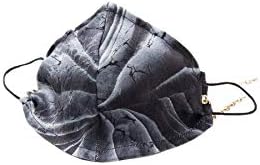 House of Silk % 100 İpek Mavi Mermer Zincir Detaylı Ağız Maskesi