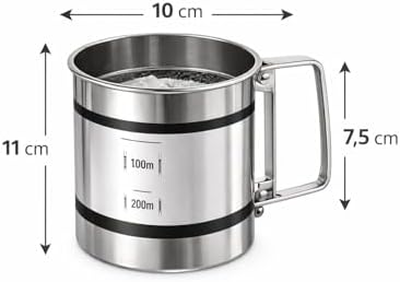 Paslanmaz Çelik Un ve Pudra Şekeri Eleği – Tek Elle Kullanılan Otomatik Elek, 3 Fincan Kapasiteli Flour Sifter, İnce Eleme için Dayanıklı Mutfak Aleti, Kek, Kurabiye ve Pasta Yapımı İçin - Görsel 3