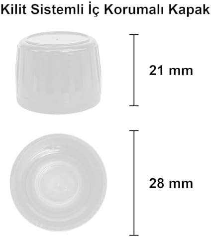 30 ml Sızdırmaz Kapaklı Şeffaf Shot Şişesi 30 Cc Ginger Şat Beyaz Cam Şişe 6 Adet (Kilitli Plastik Beyaz Kapak) - Görsel 3