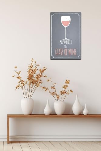 Kuşe Kağıt Duvar Posteri All You Is A Glass Of Wine Retro Vintage Drtr0118